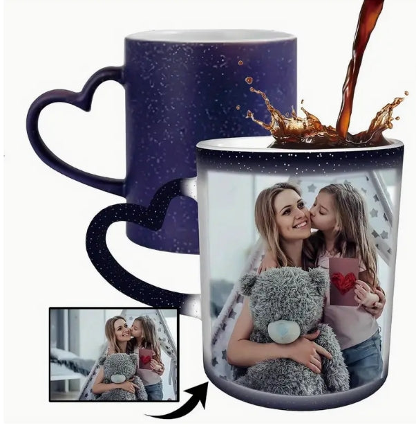 Mug à Café Sensible à la Chaleur Forme Coeur