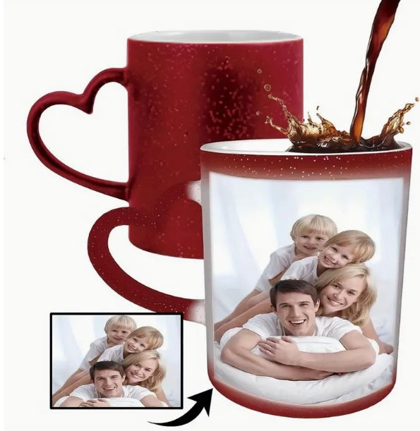 Mug à Café Sensible à la Chaleur Forme Coeur