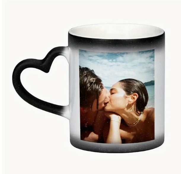 Mug à Café Sensible à la Chaleur Forme Coeur